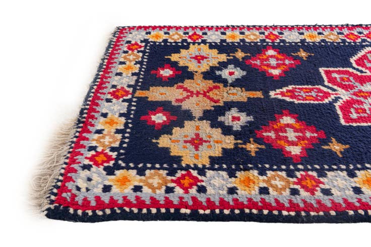 Detail image of 2' 2 x 4' 3 Hand Knotted Moroccan Wool Runner Rug