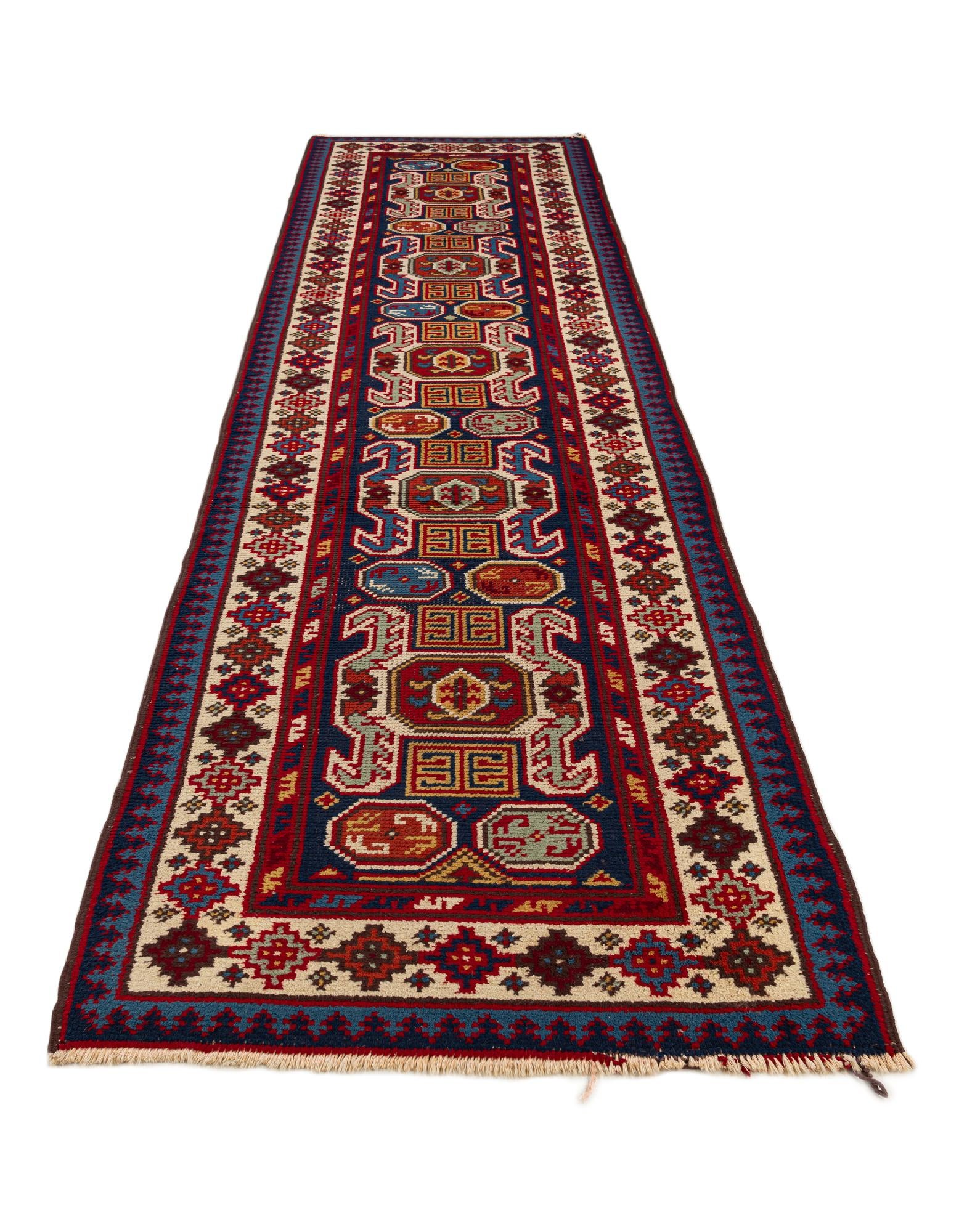 90cm x 345cm anudado a mano marroquí Alfombra Lana Pasillera