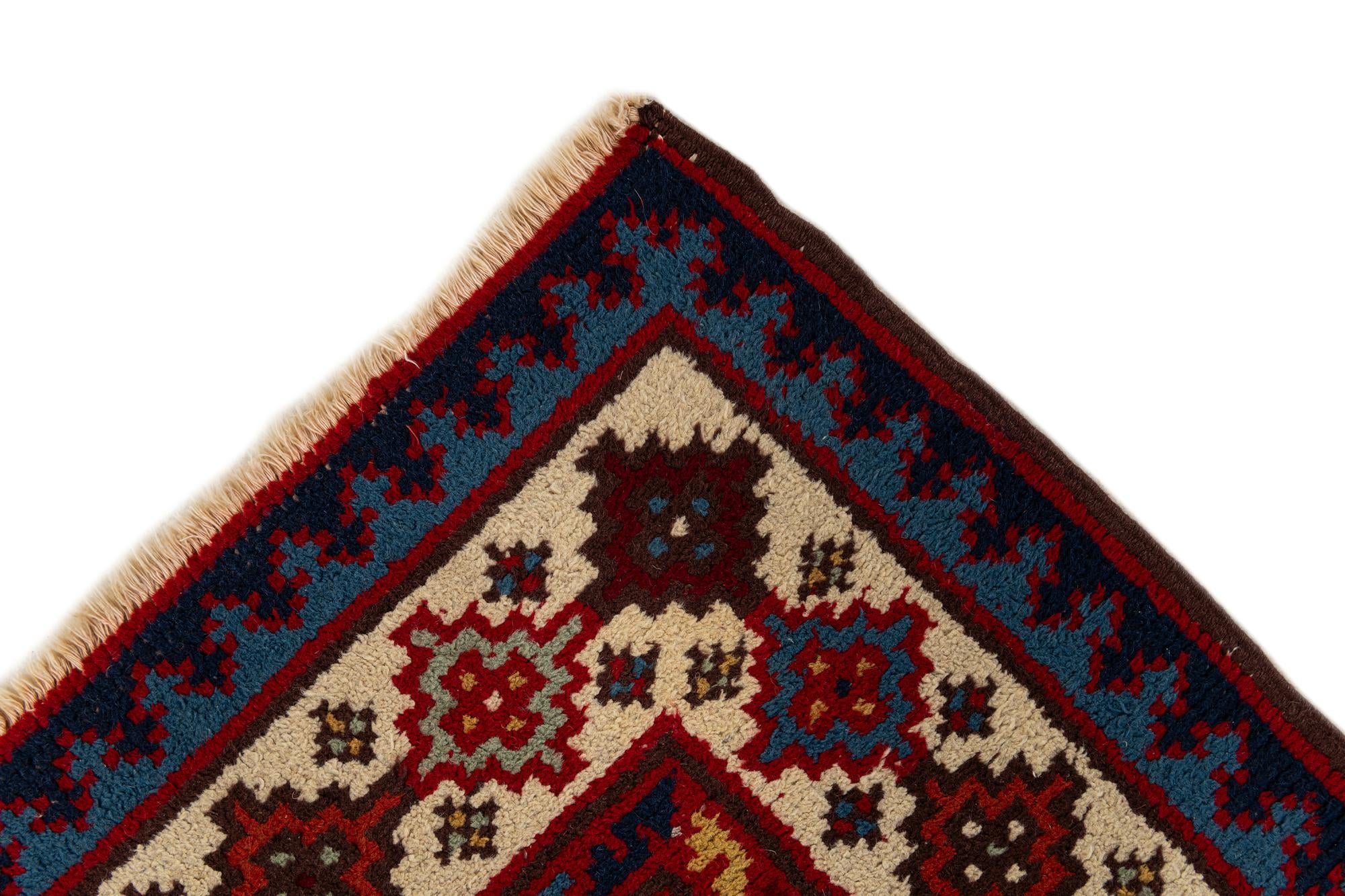 90cm x 345cm anudado a mano marroquí Alfombra Lana Pasillera