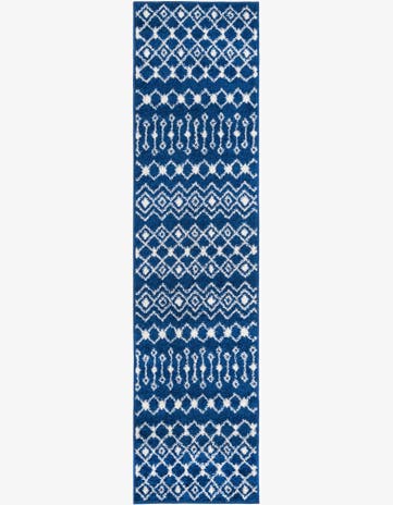 Navy Blue Moroccan Trellis Runner Rug