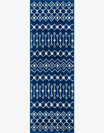 Navy Blue Moroccan Trellis Runner Rug