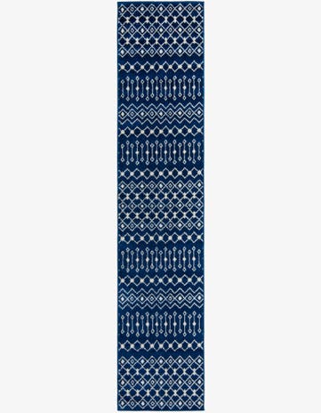 Navy Blue Moroccan Trellis Runner Rug