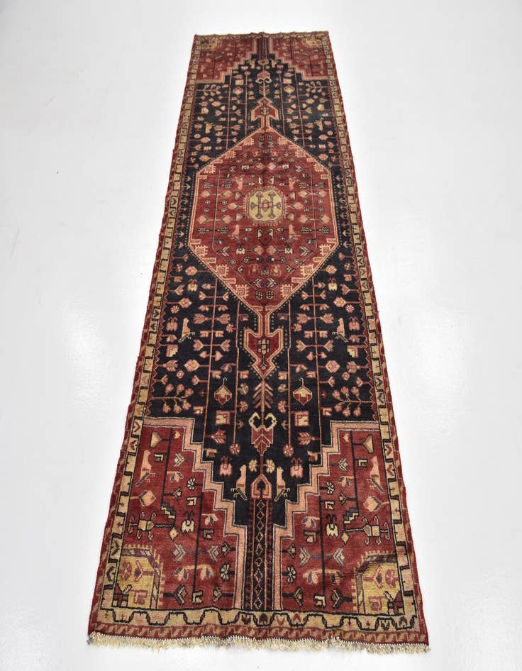 Detail image of 3' 8 x 9' 3  Hand Knotted Nahavand Persian Wool Runner Rug