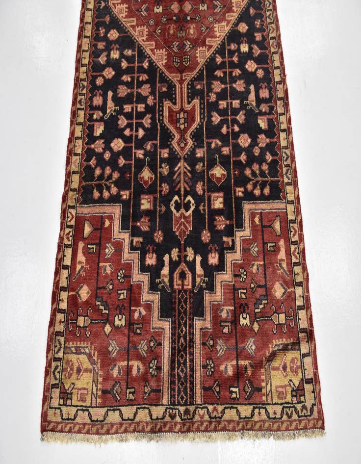 Detail image of 3' 8 x 9' 3  Hand Knotted Nahavand Persian Wool Runner Rug