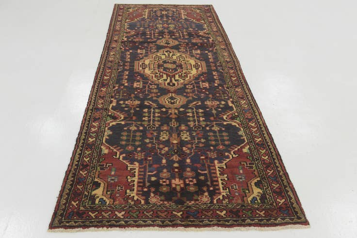 Detail image of 3' 9 x 10' 4 Hand Knotted Nahavand Persian Wool Runner Rug