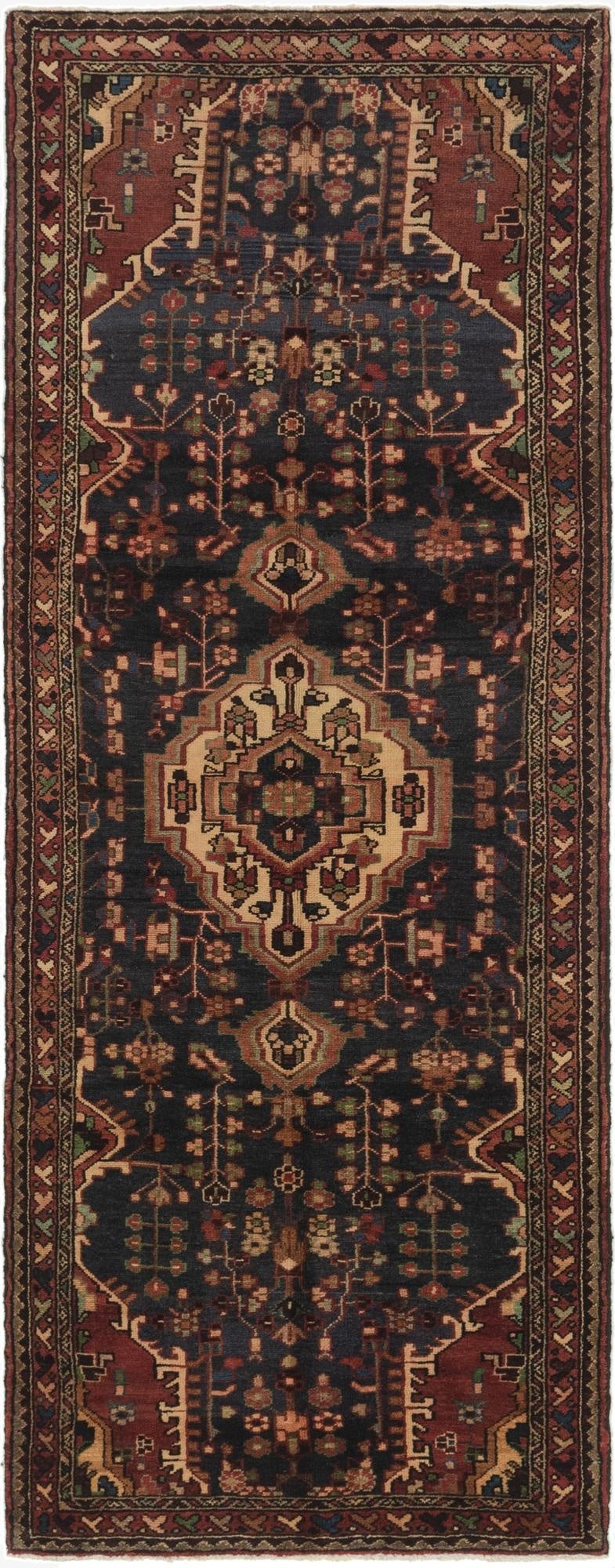 3' 9 x 10' 4  Hand Knotted Nahavand Persian Wool Runner Rug