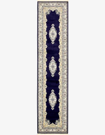 Navy Blue Nain Design Runner Rug