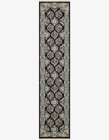 Navy Blue Nain Design Runner Rug