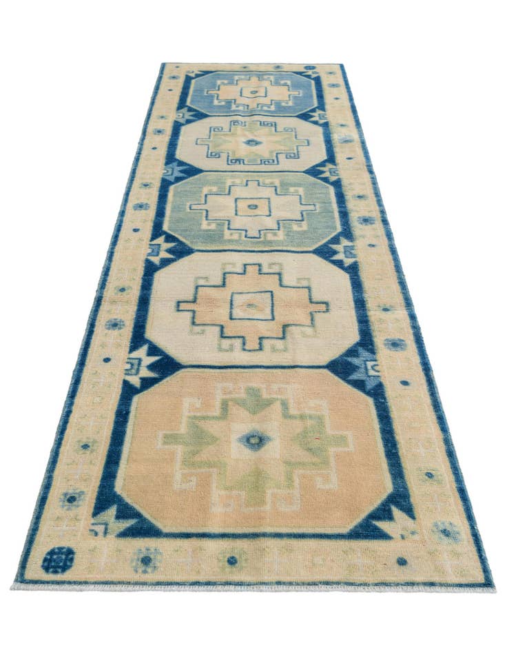Detail image of 3' x 9' 11  Hand Knotted Oushak Wool Runner Rug