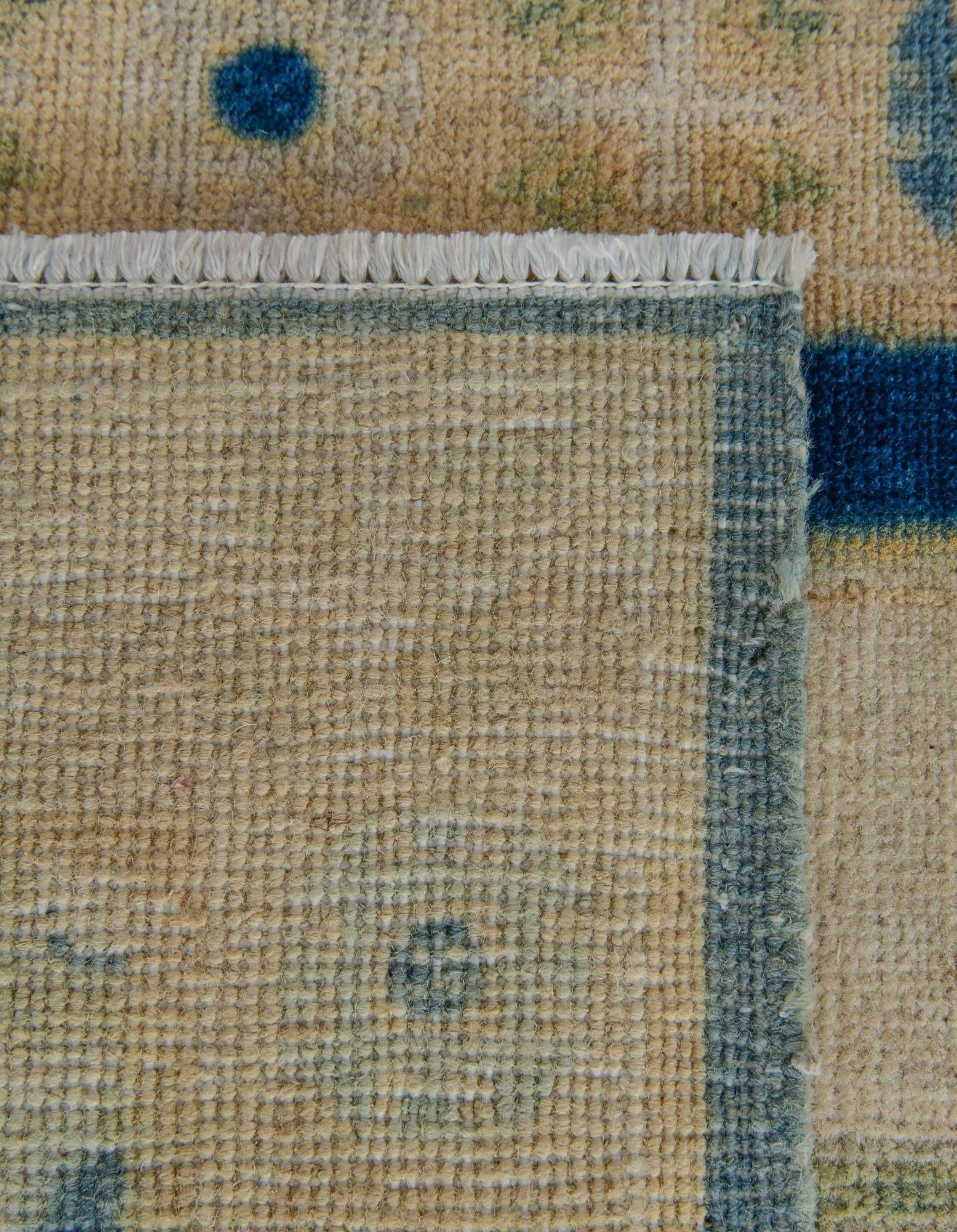 90cm x 300cm Hand Knotted Oushak Wool Runner Rug