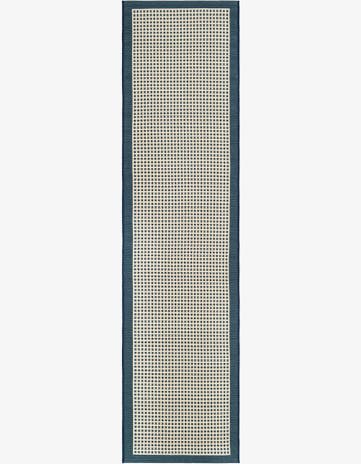 Navy Blue Easy-Clean Border Indoor / Outdoor Runner Rug
