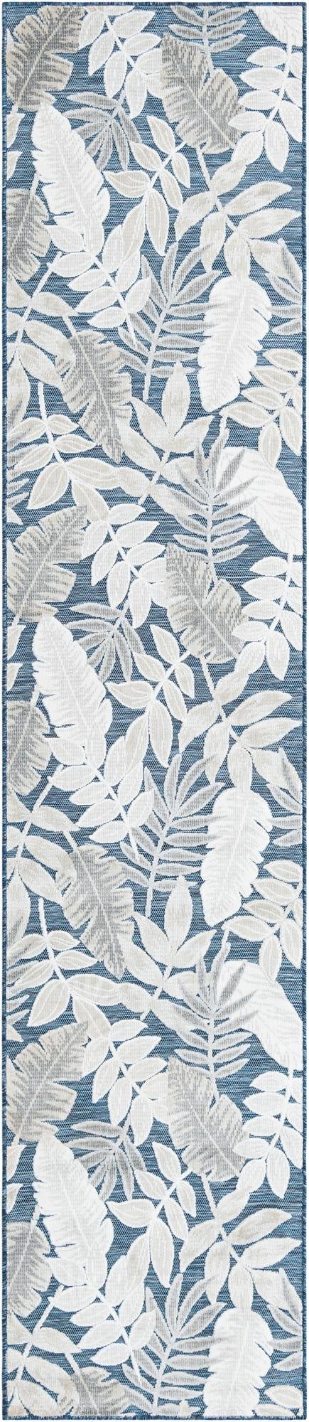 Primary image 2' 7 x 12'  Washable Botanical Indoor / Outdoor Runner Rug