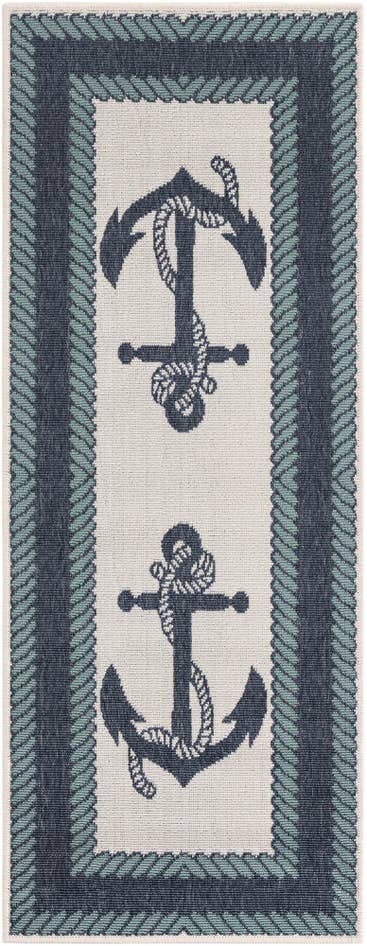 Detail image of 2' x 5' Easy-Clean Coastal Indoor / Outdoor Runner Rug