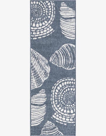 Navy Blue Easy-Clean Coastal Indoor / Outdoor Runner Rug