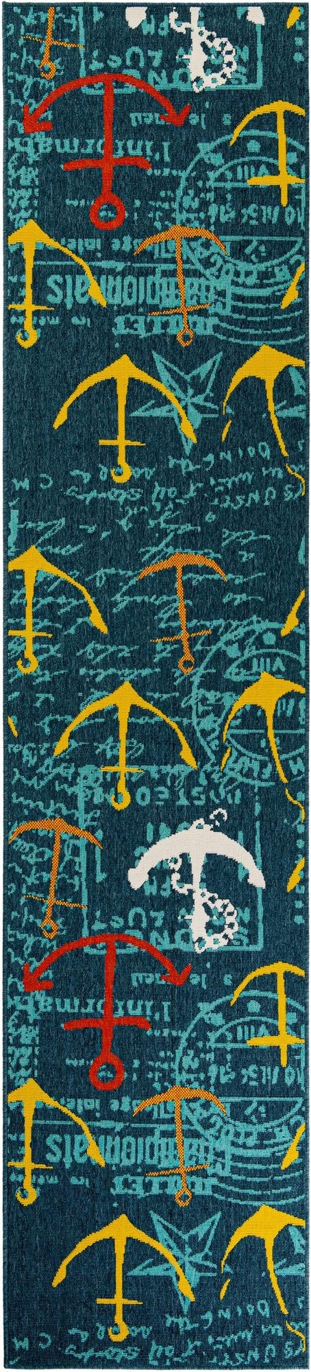 2' 7 x 12'  Washable Coastal Indoor / Outdoor Runner Rug