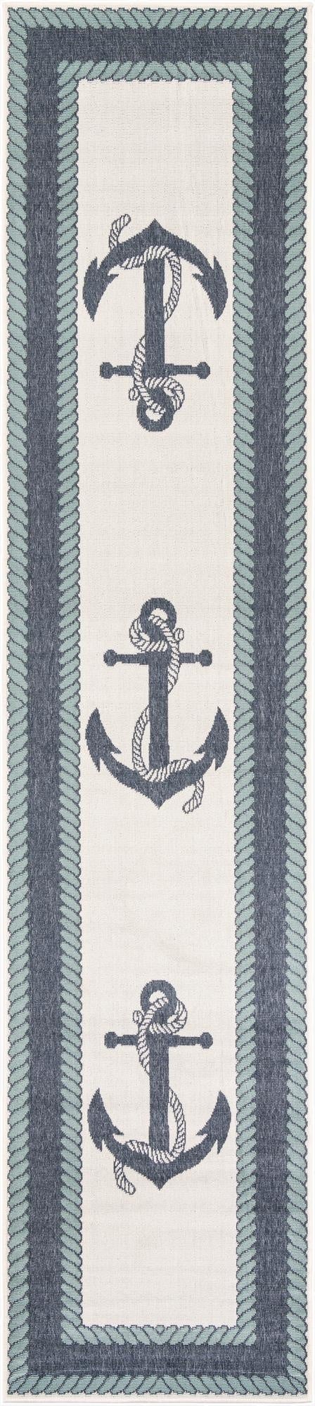 Primary image  2' 7 x 12'  Washable Coastal Indoor / Outdoor Runner Rug