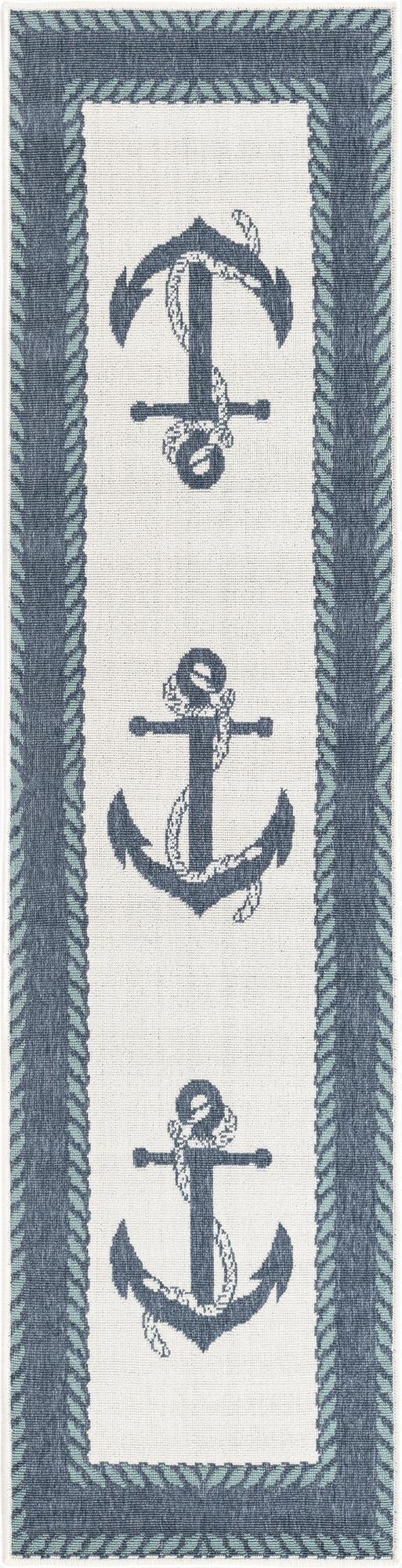 2' x 8' Washable Coastal Indoor / Outdoor Runner Rug