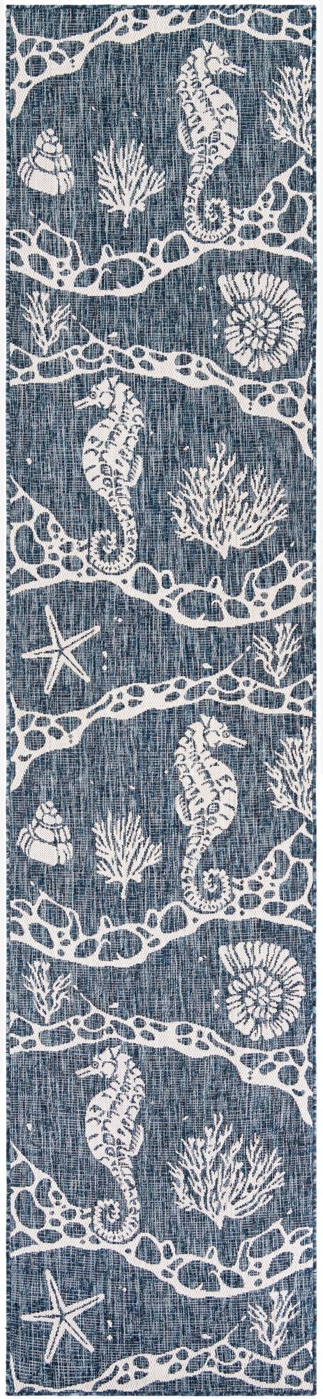 2' 7 x 12'  Washable Coastal Indoor / Outdoor Runner Rug