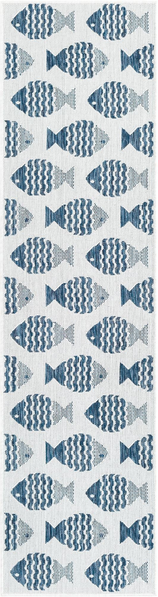 Primary image 2' x 8'  Washable Coastal Indoor / Outdoor Runner Rug