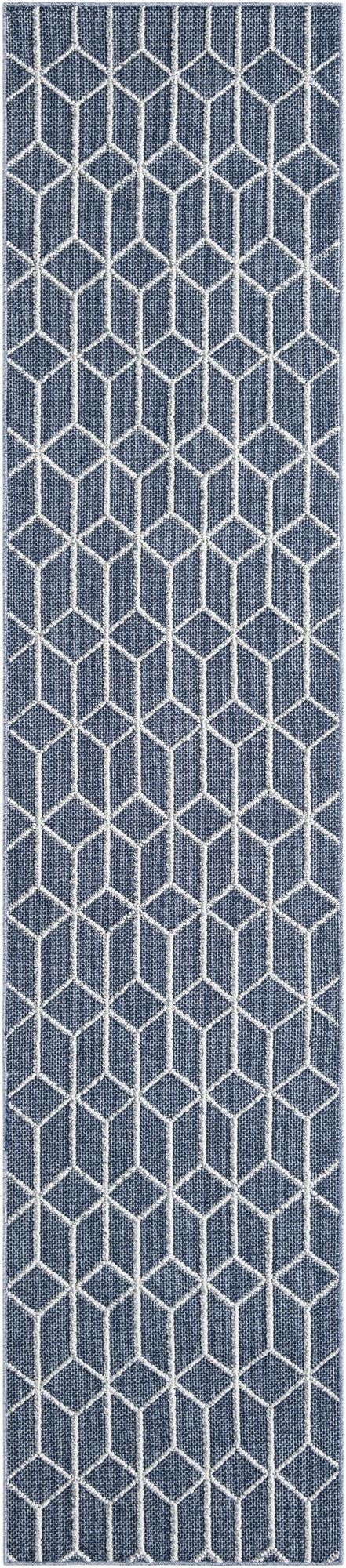 2' 7 x 12'  Washable Trellis Indoor / Outdoor Runner Rug
