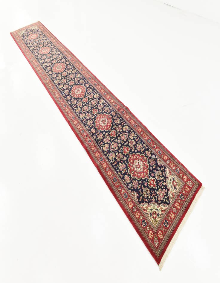 Detail image of 2' 7 x 16' 2  Hand Knotted Qom Persian Wool Runner Rug