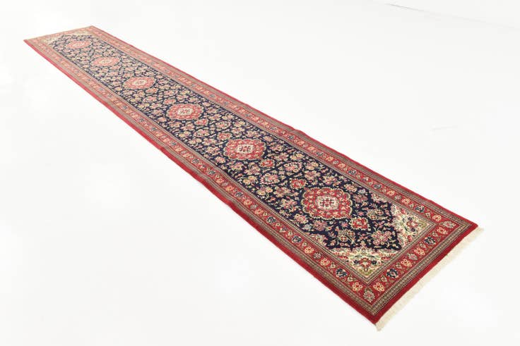 Detail image of 2' 7 x 16' 2 Hand Knotted Qom Persian Wool Runner Rug
