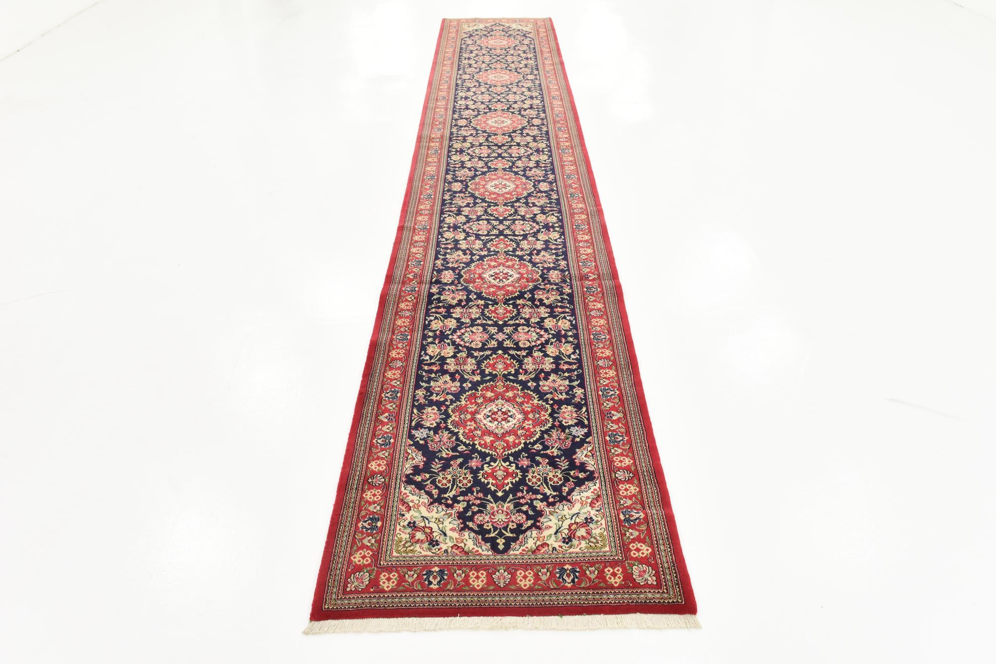 2' 7 x 16' 2 Hand Knotted Qom Persian Wool Runner Rug