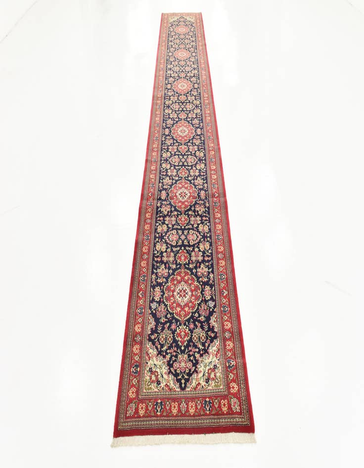 Detail image of 2' 7 x 16' 2  Hand Knotted Qom Persian Wool Runner Rug