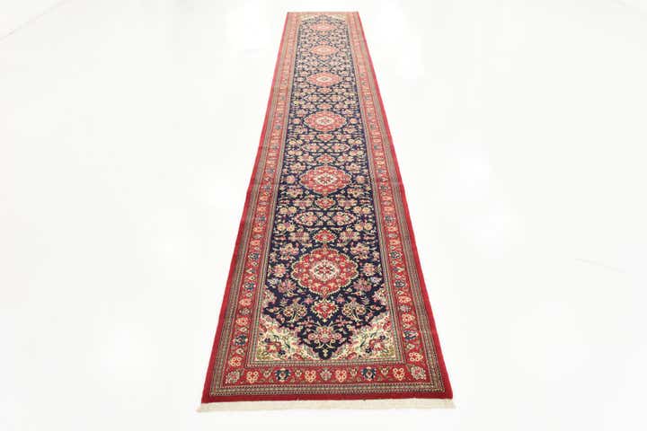 2' 7 x 16' 2 Hand Knotted Qom Persian Wool Runner Rug