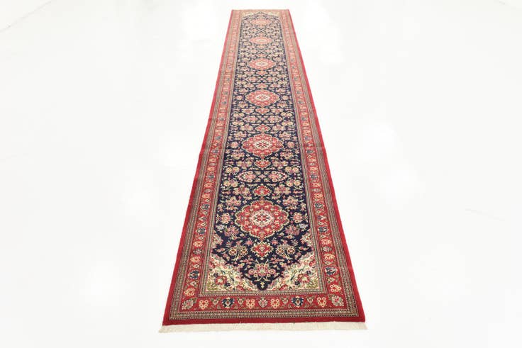Detail image of 2' 7 x 16' 2 Hand Knotted Qom Persian Wool Runner Rug