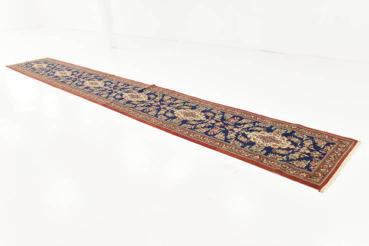 Detail image of 2' 11 x 20' 8 Hand Knotted Qom Persian Runner Rug