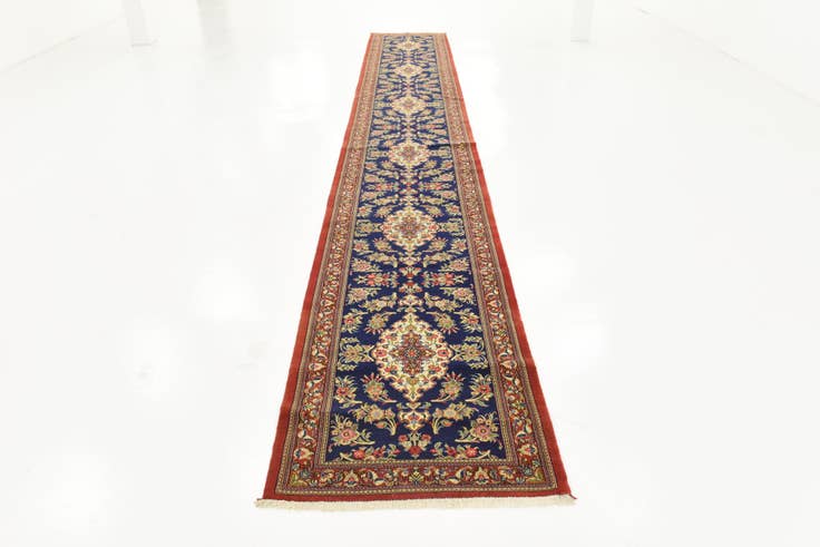 Detail image of 2' 11 x 20' 8 Hand Knotted Qom Persian Runner Rug