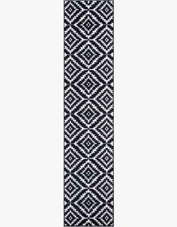 Navy Blue Easy-Clean Sabrina Soto Indoor / Outdoor Runner Rug