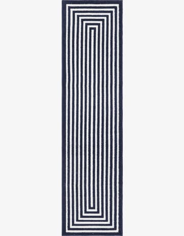 Navy Blue Easy-Clean Sabrina Soto Prescott Indoor / Outdoor Runner Rug