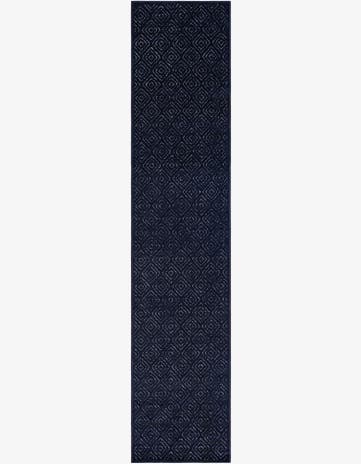 Navy Blue Easy-Clean Sabrina Soto Indoor / Outdoor Runner Rug