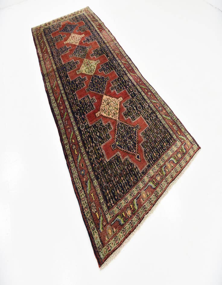 Detail image of 4' 6 x 10' 1  Hand Knotted Sanandaj Persian Wool Runner Rug