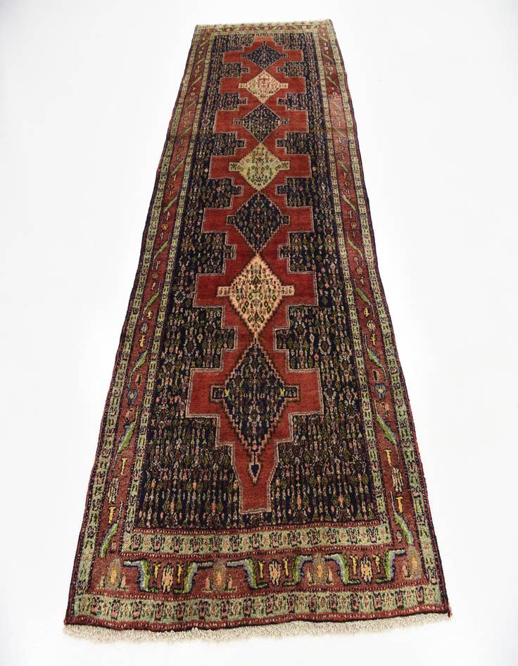 Detail image of 4' 6 x 10' 1  Hand Knotted Sanandaj Persian Wool Runner Rug