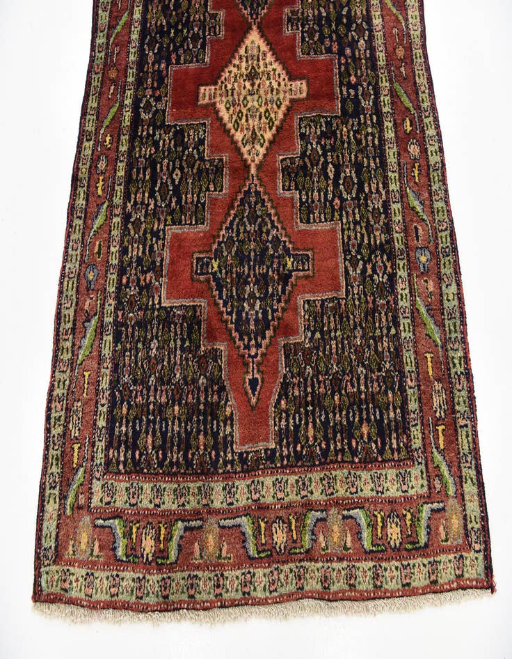 Detail image of 4' 6 x 10' 1  Hand Knotted Sanandaj Persian Wool Runner Rug