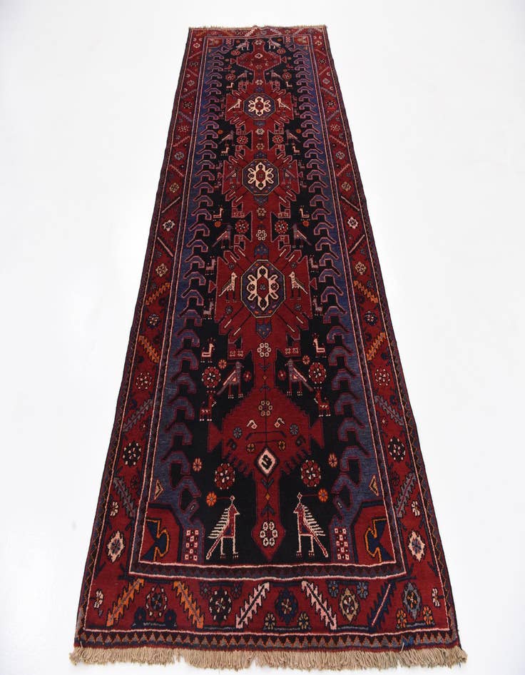 Detail image of 4' 3 x 9' 9  Hand Knotted Saveh Persian Wool Runner Rug