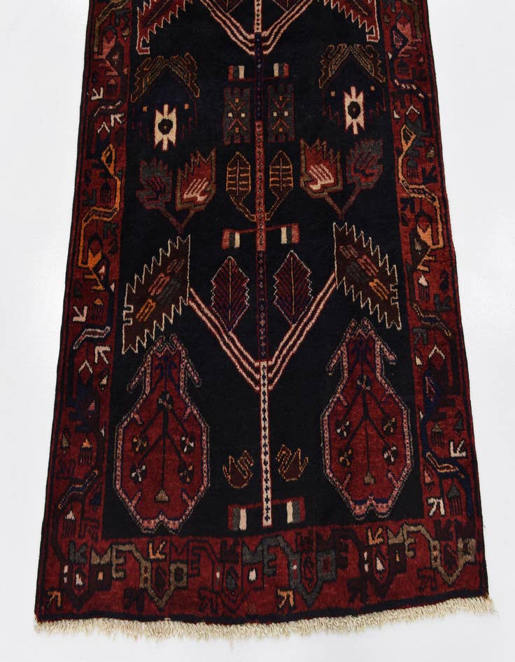 Detail image of 3' 8 x 9' 9 Hand Knotted Saveh Persian Wool Runner Rug