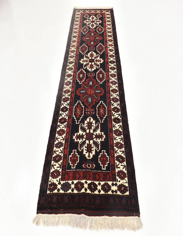 Detail image of 3' 7 x 10'  Hand Knotted Shahsavand Persian Wool Runner Rug