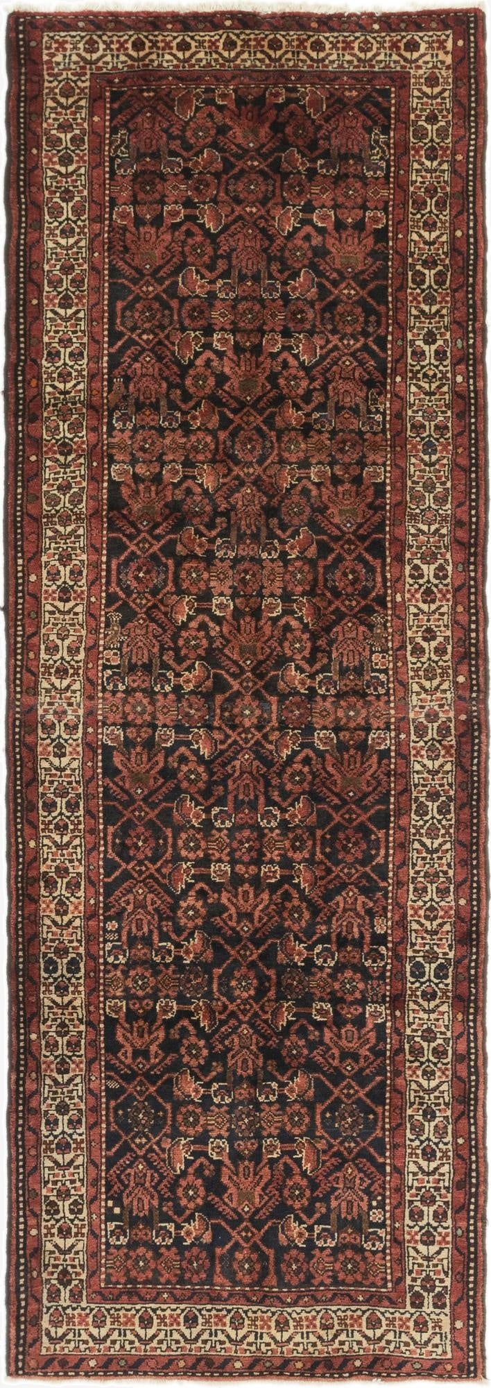 3' 5 x 9' 9  Hand Knotted Shahsavand Persian Wool Runner Rug
