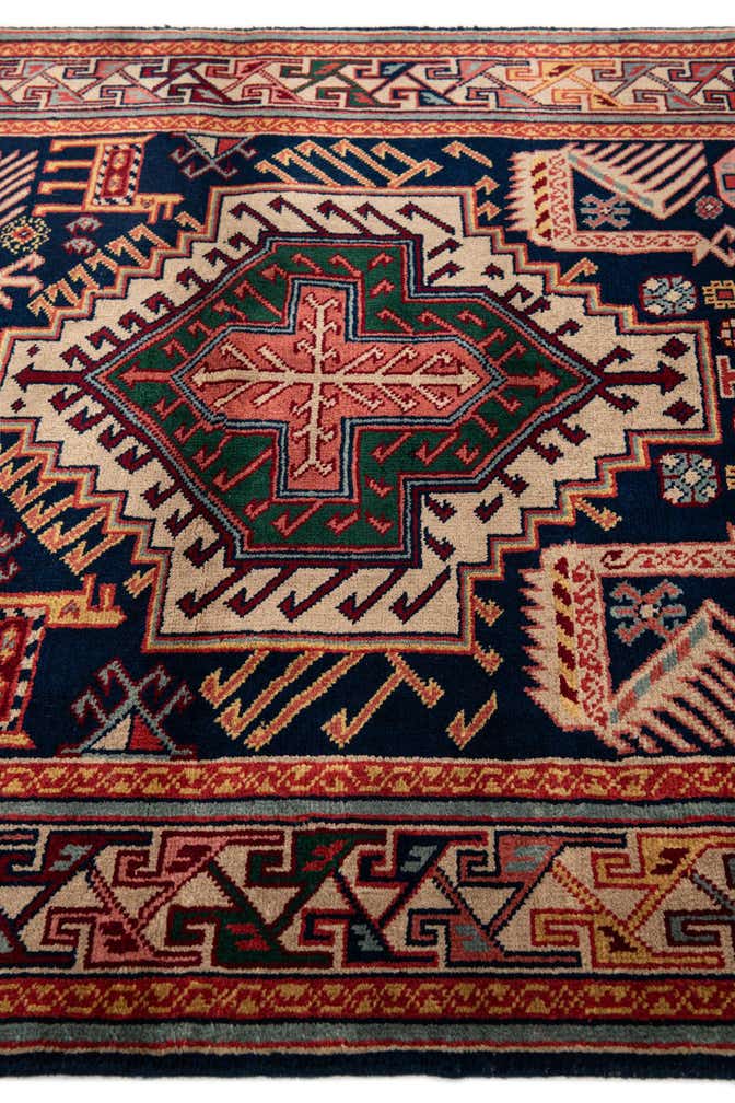 3' 9 x 9' 9 Hand Knotted Shirvan Wool Runner Rug