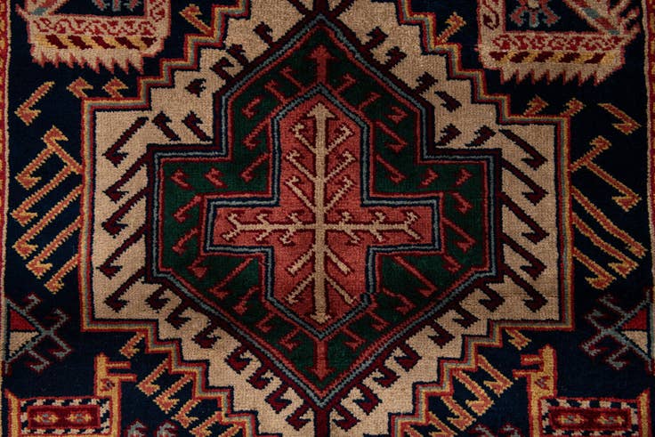 Detail image of 3' 9 x 9' 9 Hand Knotted Shirvan Wool Runner Rug