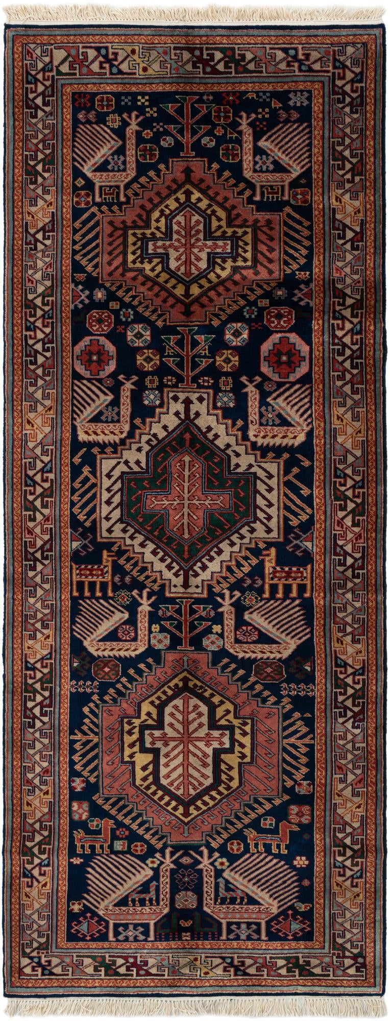 3' 9 x 9' 9 Hand Knotted Shirvan Wool Runner Rug
