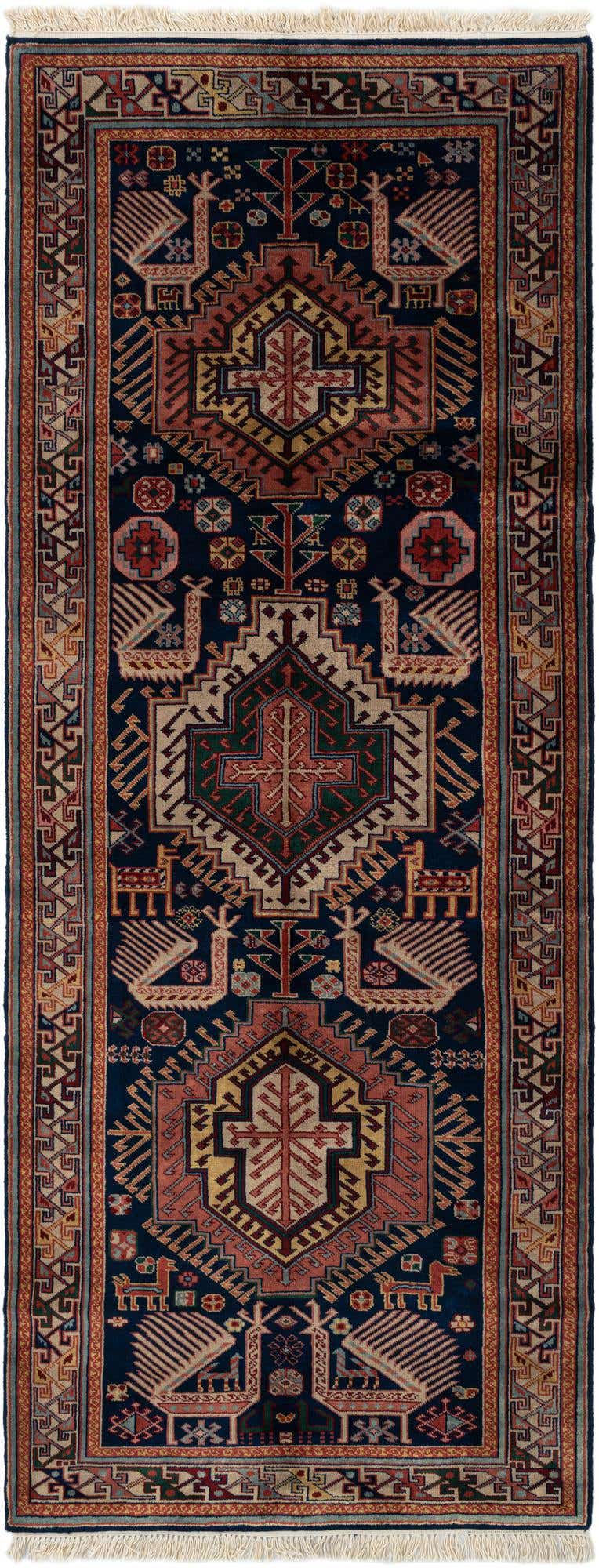3' 9 x 9' 9 Hand Knotted Shirvan Wool Runner Rug