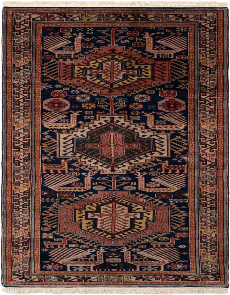 Detail image of 3' 10 x 9' 8 Hand Knotted Shirvan Wool Runner Rug