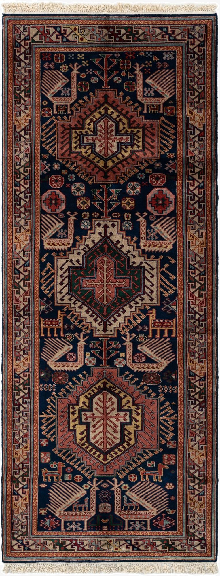 3' 9 x 9' 9  Hand Knotted Shirvan Wool Runner Rug