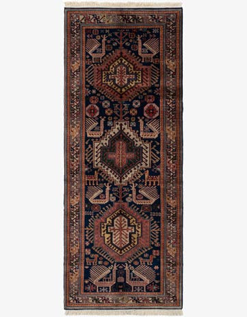 3' 9 x 9' 9 Hand Knotted Shirvan Wool Runner Rug