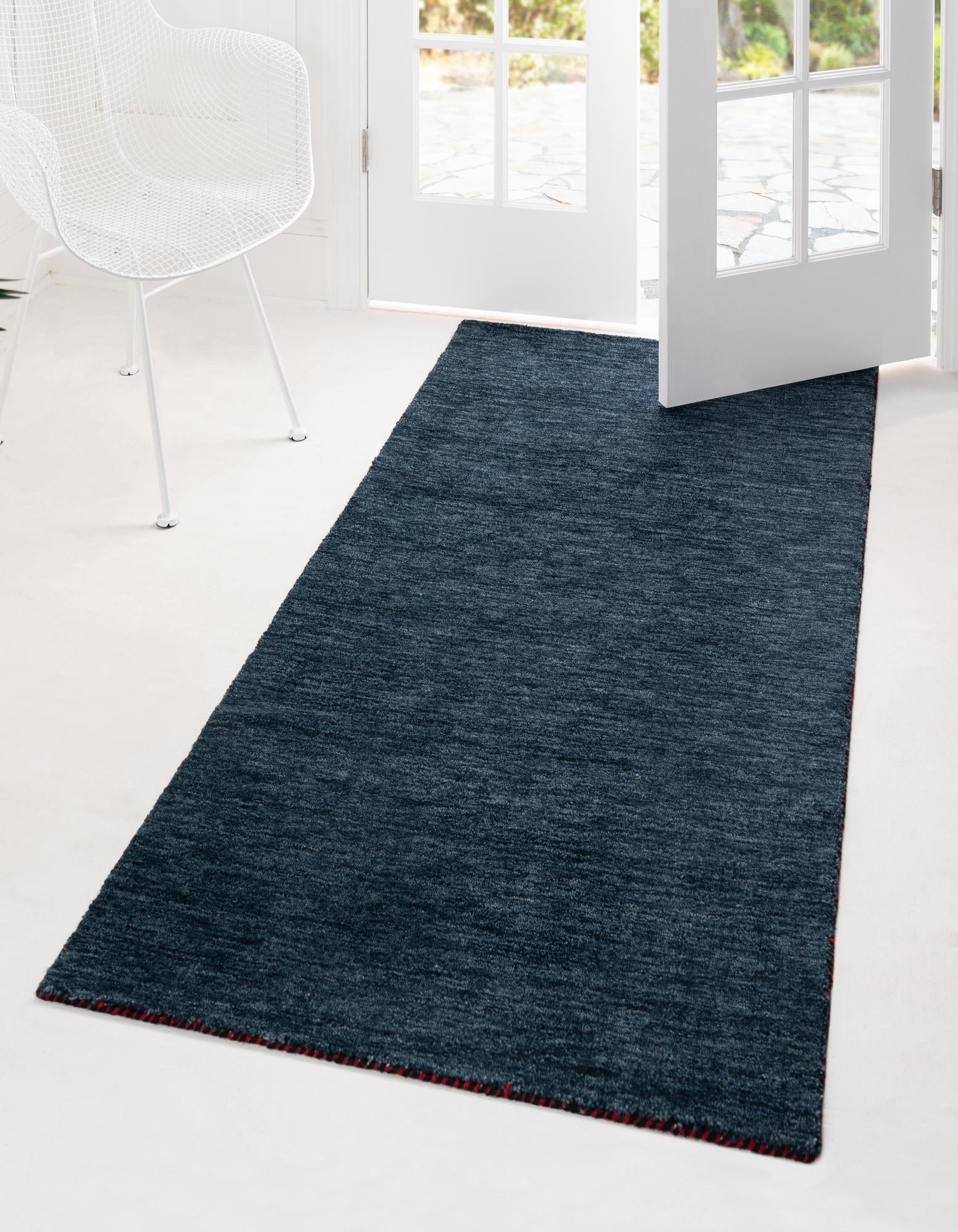 2' 7 x 6' 7 Hand Knotted Solid Gabbeh Wool Runner Rug